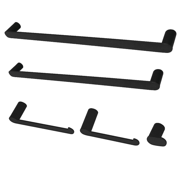 Kingston Brass BAHK6112478MB Dessau 5-Piece Bathroom Accessory Set, Matte Black BAHK6112478MB - main